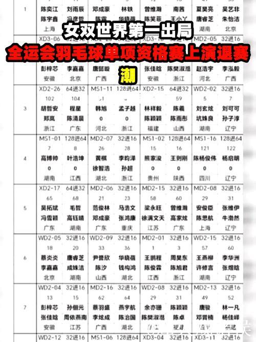 全运会羽毛球资格赛启动 众奥运冠军角逐参赛名额